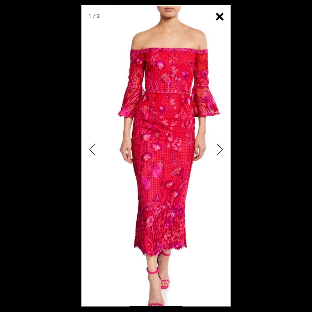 Wedding Guest Dress: Marchesa Notte Statement Dress